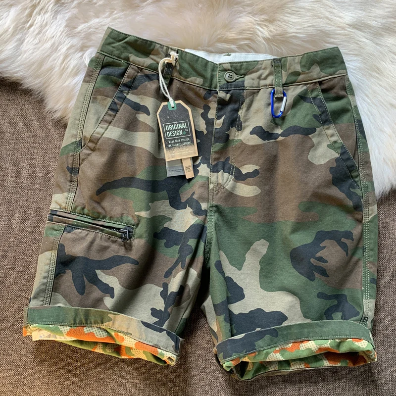 

Американские ретро-шорты в камуфляжном стиле, свободные, модные, брендовые, прямого кроя, длиной до колена, для молодежи, летние, повседневные