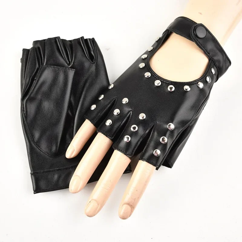 Перчатки Willow Nail Fashion Performance Pu Hollow Leather Half Finger Stage Steel Tube Dancer Bar Stage Street Dance Performance