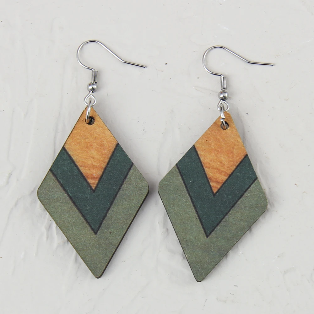 Wood Color Block Geometric Decor Drop Earrings Light Weight 100 Match Feminine Decorative Jewelry To Enhance Charm for Parties