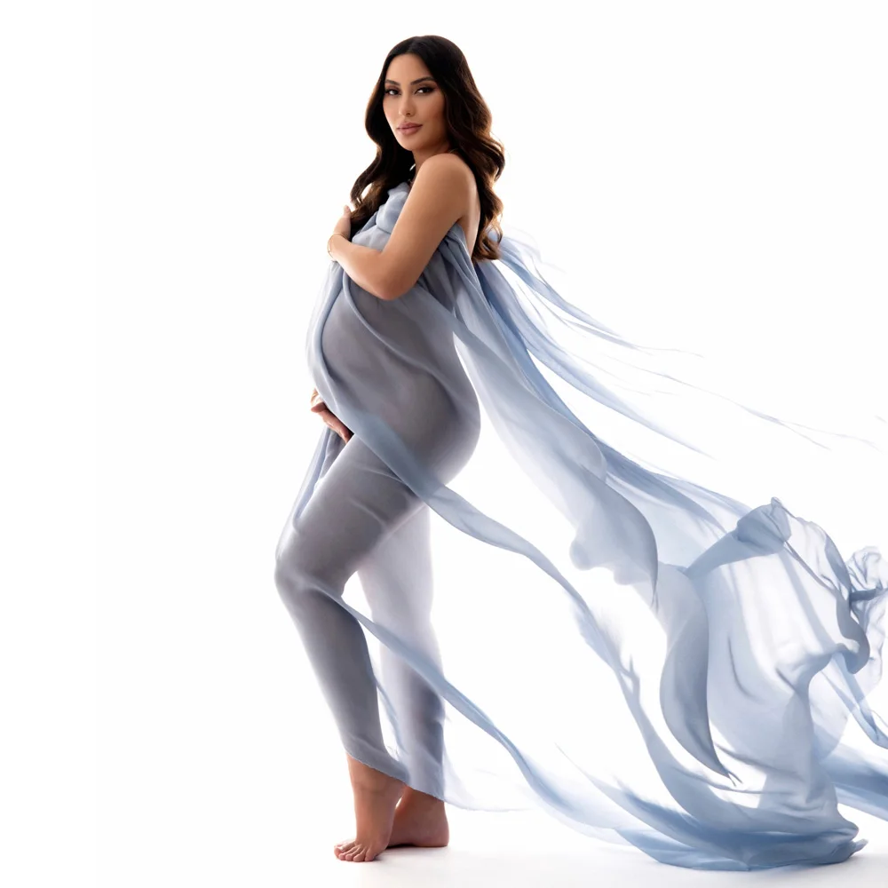 Soft Sheer Flowing Chiffon Fabric Maternity Photoshoot Dress Simple Modeling Fabric Maternity Photography Backdrop Styling Prop
