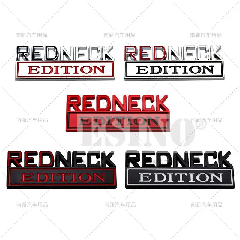 Car Styling 3D Redneck Edition Metal Chrome Zinc Alloy Adhesive Emblem Decorative Badge Funny Decal Auto Accessory