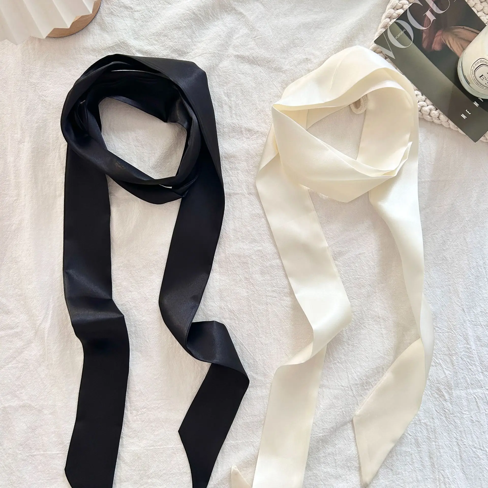 Elegant Premium Satin Scarf 2m Solid Color Simple Multifunctional Hair Tie Bag Wrap Belt Neck Decor for Daily Use