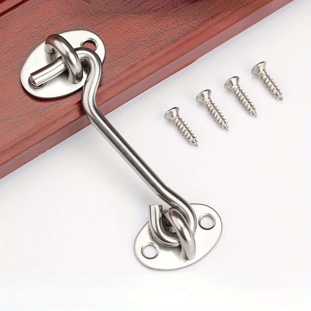 1 Set Thickened 4-inch/6-inch Stainless Steel Door And Window Hooks, Windproof Hooks For Doors And Windows, Furniture Hardware