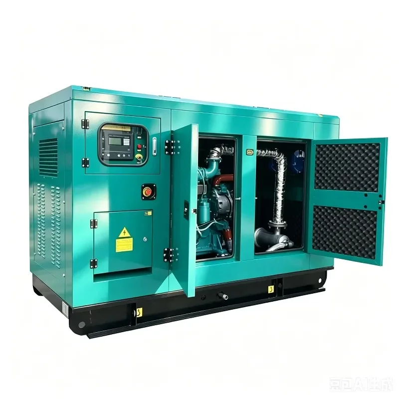 Silent Natural Gas Generator Set Water Cooled 40% Efficiency Stationary AC Three Phase Generating System