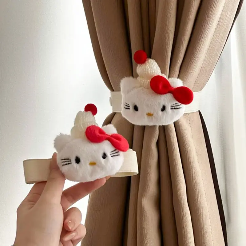 Kawaii HelloKitty الكرتون الستار حزام غرفة نوم غرفة المعيشة الستار الديكور مشبك حبل مرن حزام