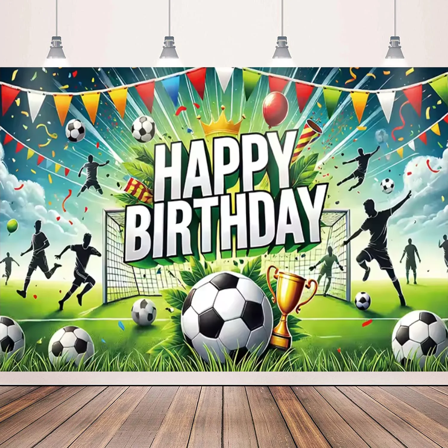 Football Themed Boy's Birthday Banner Photography Background, Children's Birthday Party Decoration Photography Studio Background