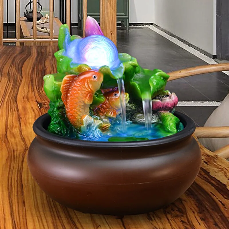 Lucky water ornament Feng Shui ball fountain Chinese rockery home decoration gifts Office opening desktop decoration