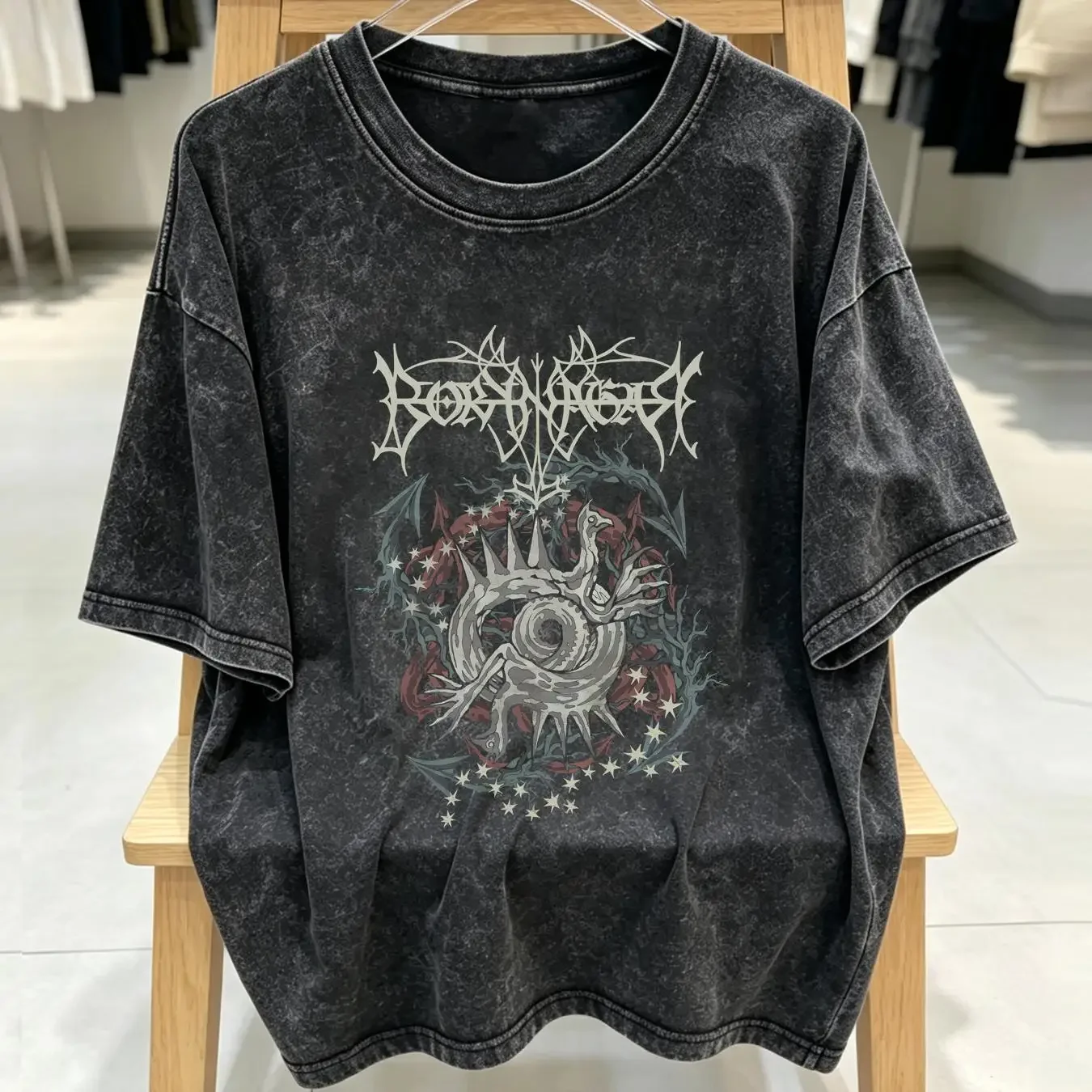 washed T Shirt borknagar north american tour 2020 tee c vintage Washed streetwear homme Stretched Comfortable Stylish