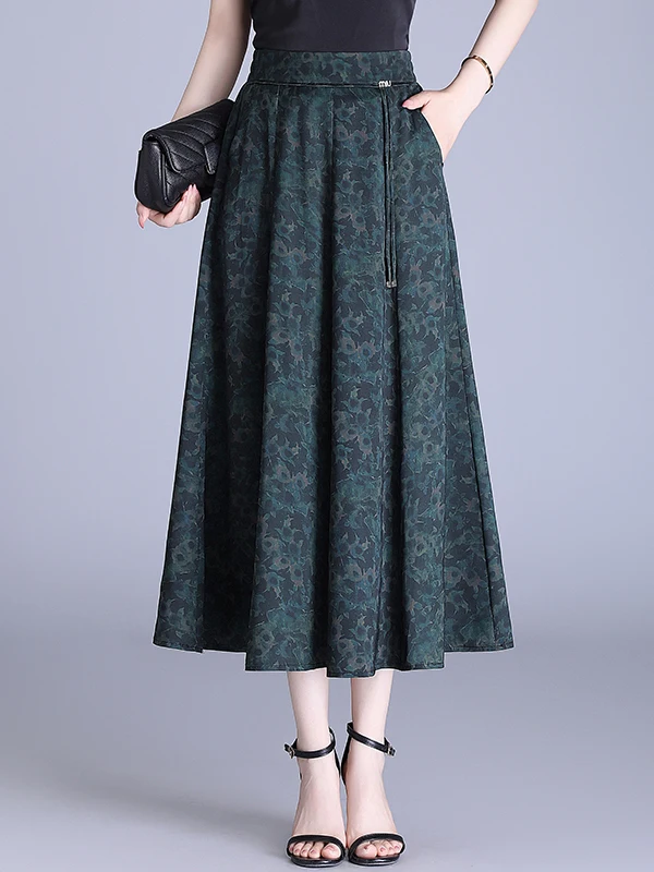 

Long Ice Silk A-Line Skirt Women's Summer 2025 New Sle Slim Fit High Waist ket Skirt Draped Ele Midi Skirt