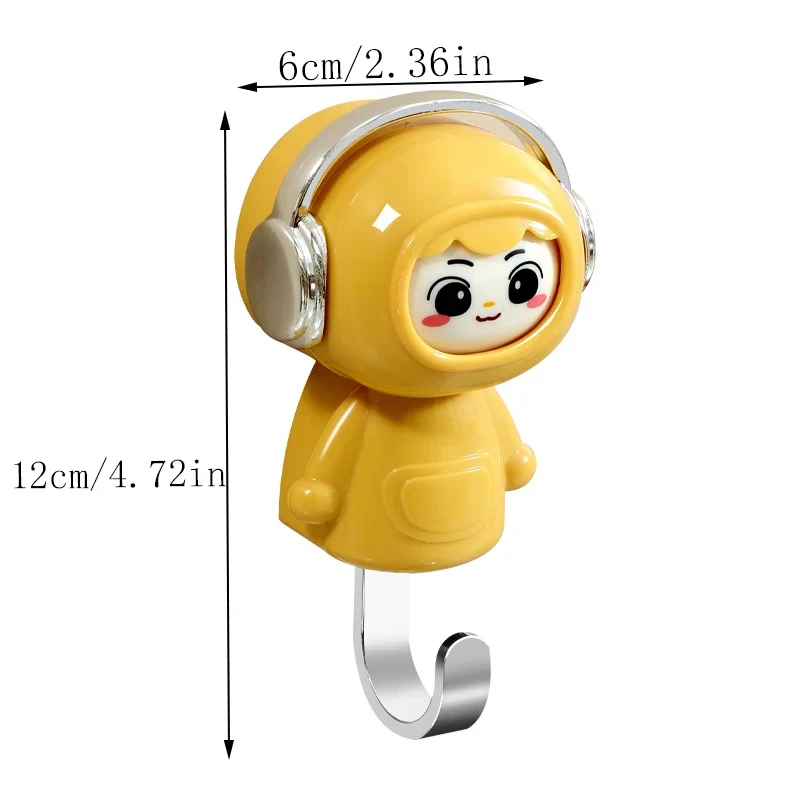Cute Expression Change Doll Hook, Diamond Free Self-Adhesive Cartoon Decoration Hook, key Umbrella, Home Storage Wall Decoration