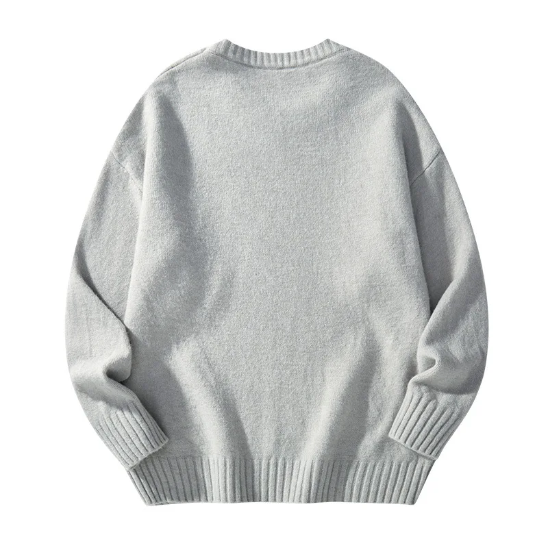 2024 Autumn/Winter New Youth Men's Pullover Casual Knitwear Fashion Simple Solid Color Warm Sweater