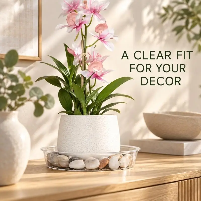E8BD 20pack Plant Saucers with a Clear Finish for Tables, Windowsills, and Balconies