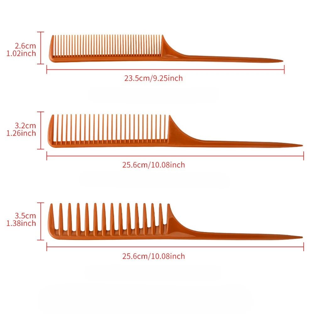 3pcs Set Rat Tail Combs Evening Glam Makeup Hair Partitioning Styling Finger Wave Bridal Updo Back Combing Tools Sectioning Comb