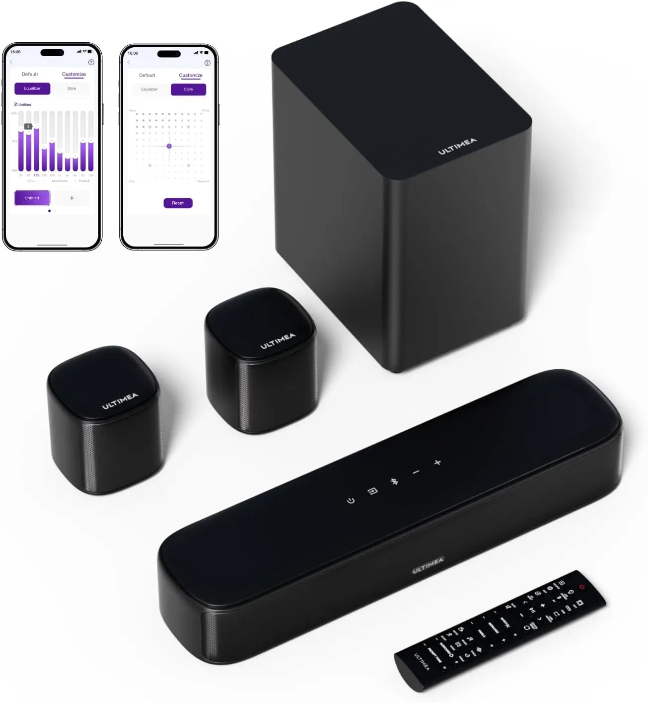 

5 1ch Sound Bar with Subwoofer Home Theater Virtual Surround Sound System for TV Soundbar with App Control 2 Surround Speakers