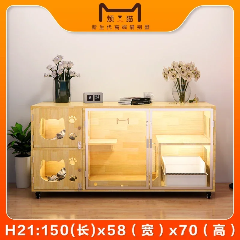AAVilla Solid Wood Foster Cabinet Home Two Cattery Luxury Double Cat Nest Breeding Box