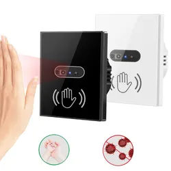 EU Infrared Wall Smart Light Switch No Need Touch IR Sensor Glass Screen Panel Infrared Human Body Detection Auto On Off