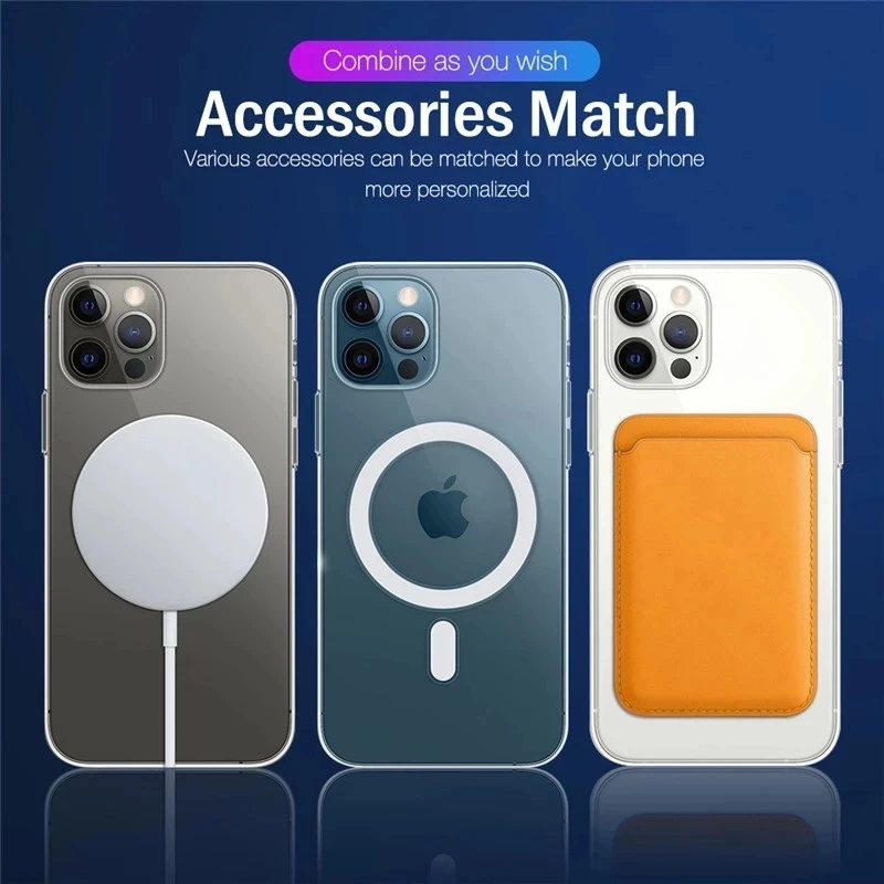 Original For Magsafe Magnetic Wallet Clear Case For iPhone 14 13 12 11 Pro Max Mini Leather Card Holder XS XR X 8 Plus SE Cases image 4