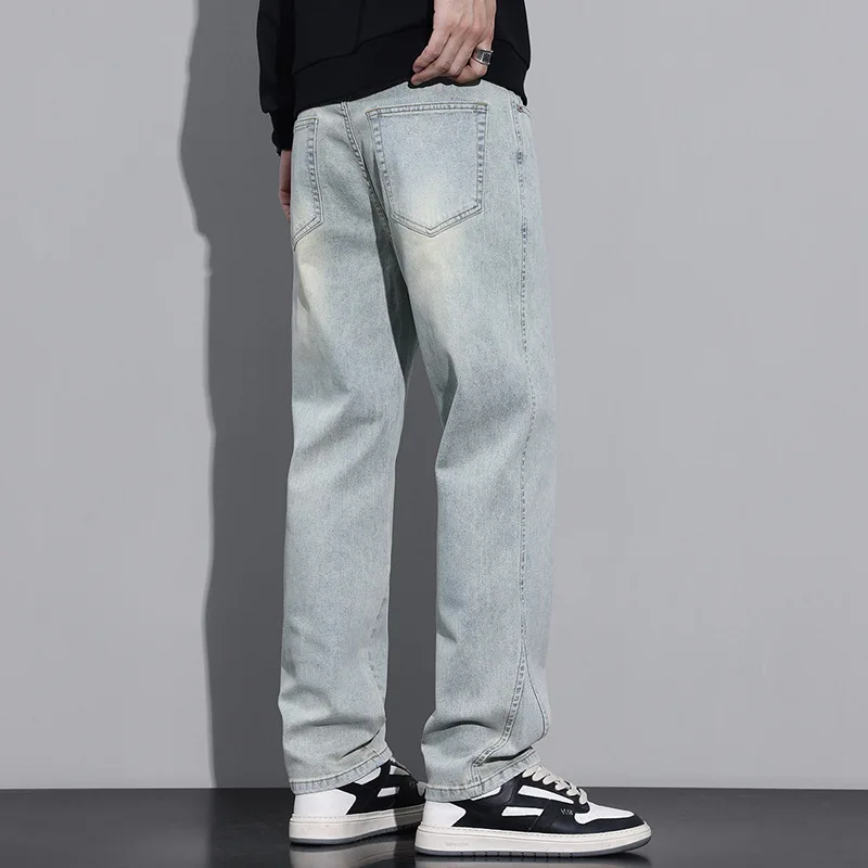 Men's Clothing Baggy Jeans Y2k Denim Man Pants Washed Wide Leg Stretch Jeans Casual Loose Straight Streetwear Men Trousers