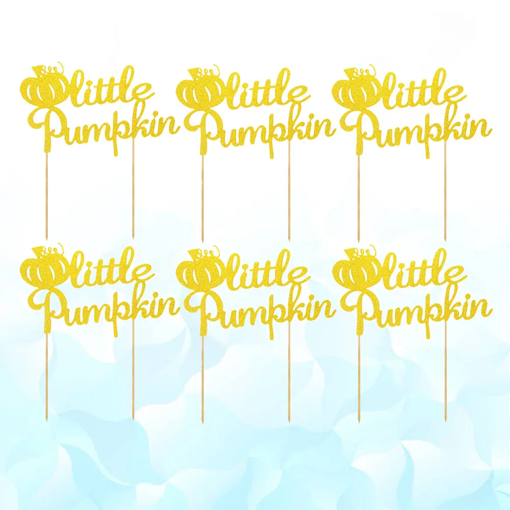 

6 Pcs Fall Pumpkin Cake Toppers Picks for Party Cupcake Decor Dessert Table Supplies Cloth Safe Halloween Carnival