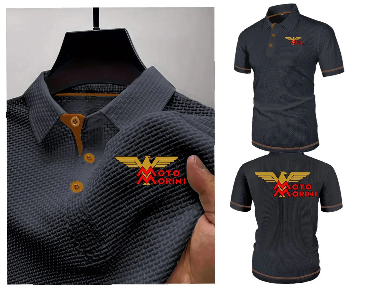 Camiseta Polo Deportiva Transpirable para Hombre, de Seda de Hielo y Nylon con Rejilla de Burbujas, Moto Morini 1976, para Motociclismo, Golf y Empresas