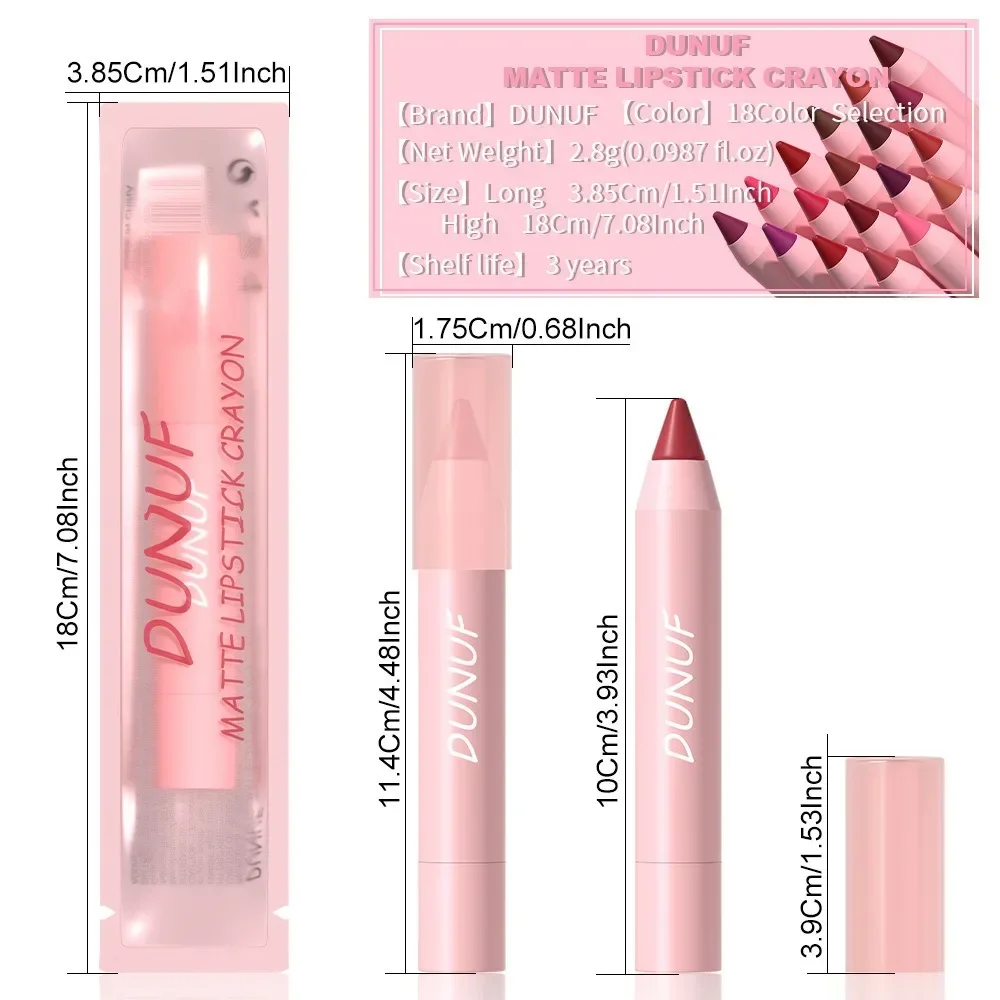 Lápiz labial mate de 18 colores, resistente al agua, duradero, Marrón Nude, delineador de labios, tinte de contorno de labios rojo, maquillaje cosmético