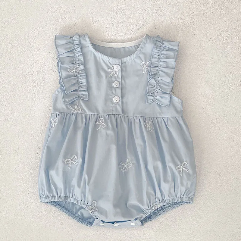 2025 New Summer Kids Princess Dresses Sleeveless Cotton Embroidery Infant Baby Romper Baby Girl Party Dress Sister Clothing