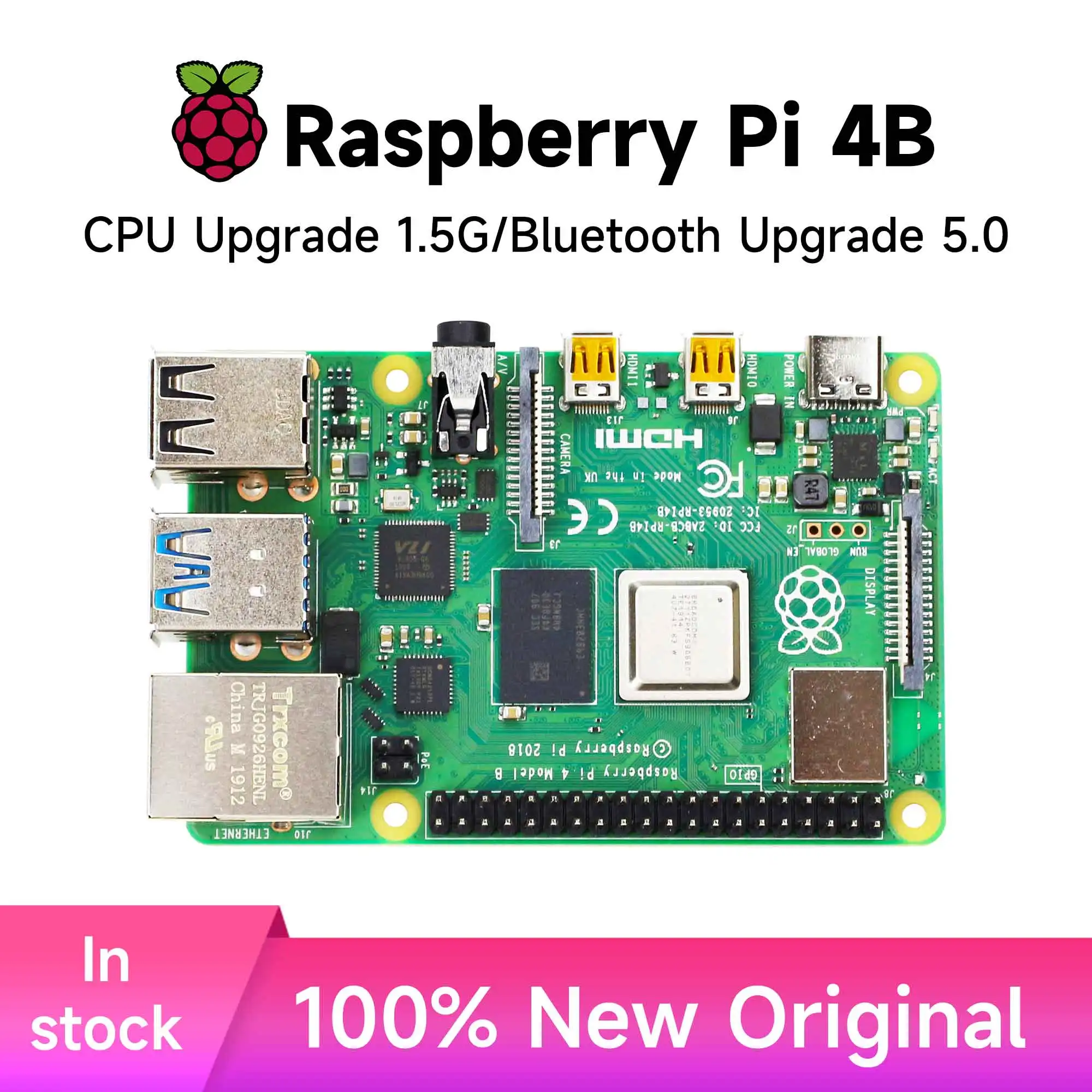 

Официальная оригинальная макетная плата Raspberry Pi 4 Model B, 4 ГБ, 8 ГБ, комплект ОЗУ, процессор Core, 1,5 ГГц, 3 скорости, чем 3B +