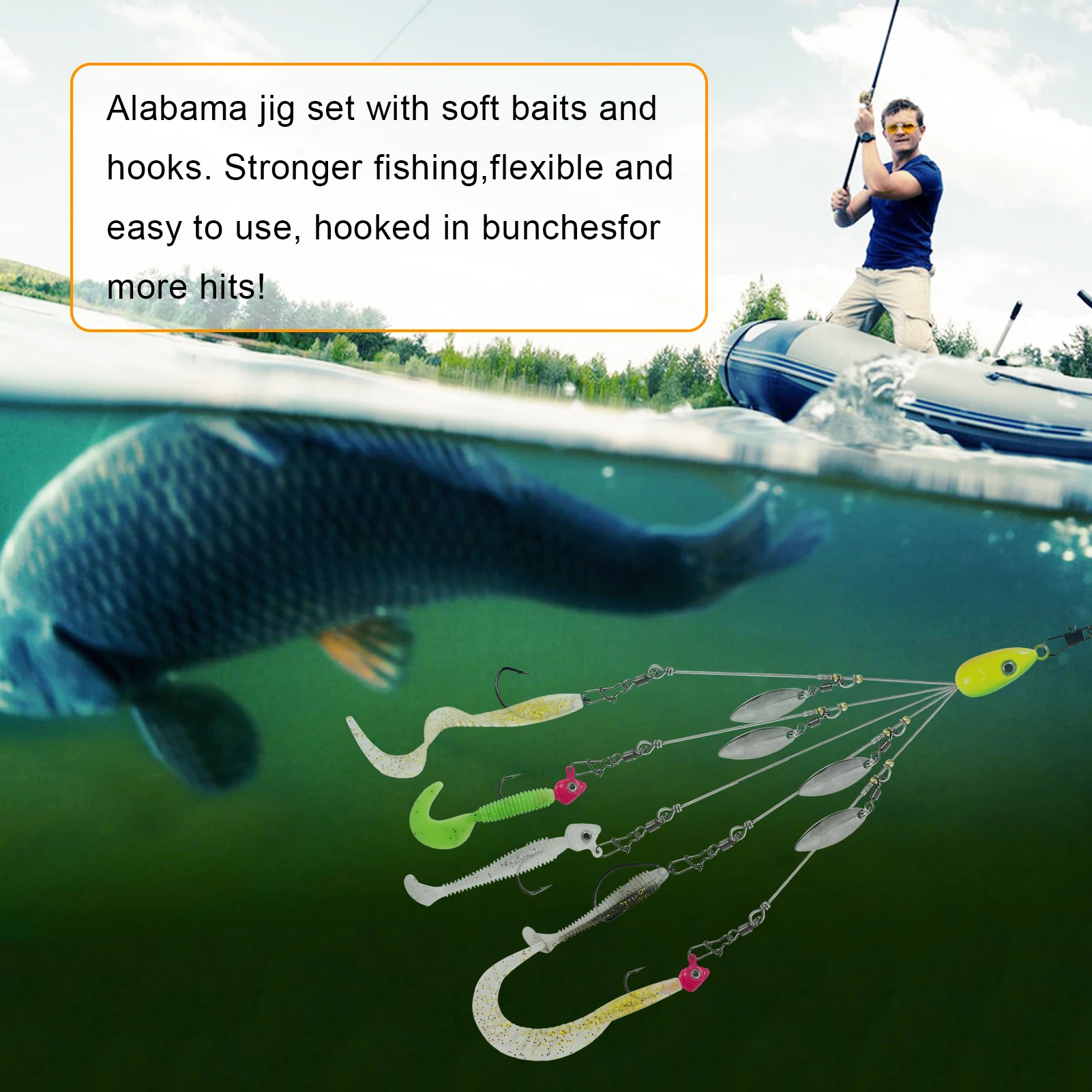 FREE FISHER Aparejo Alabama para señuelos blandos brazos - imagen 4
