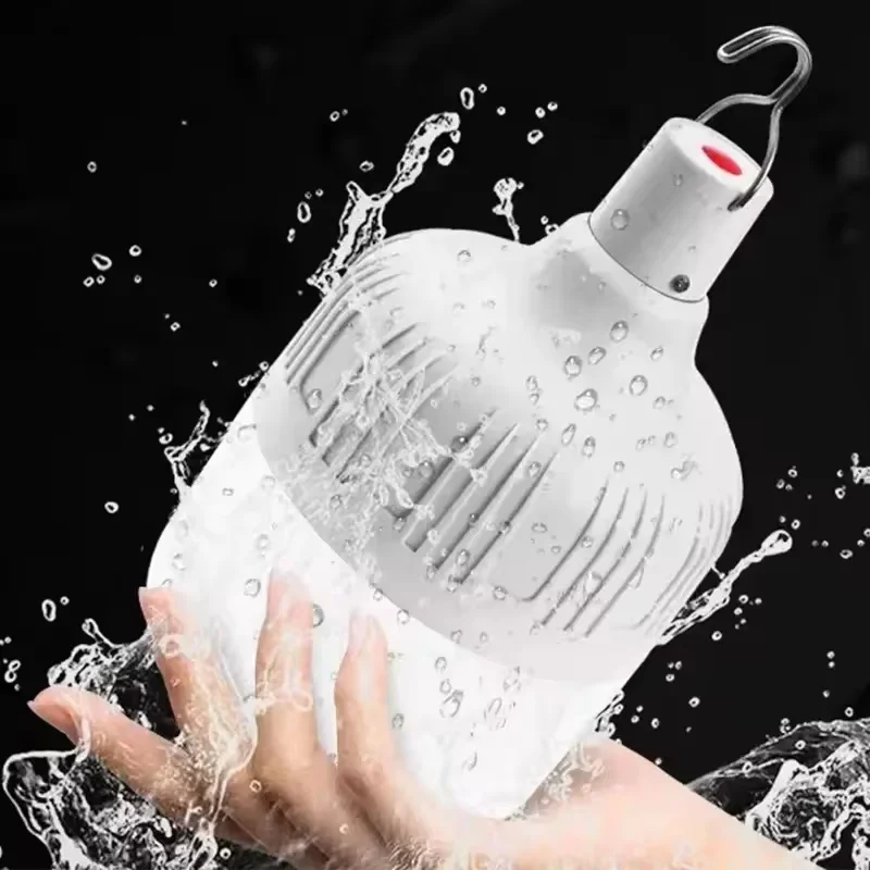 2 قطعة لمبة خارجية قابلة للشحن Led لمبة المحمولة هوك ثلاثة مستويات سطوع دائم التحمل انقطاع التيار الكهربائي لمبة الطوارئ