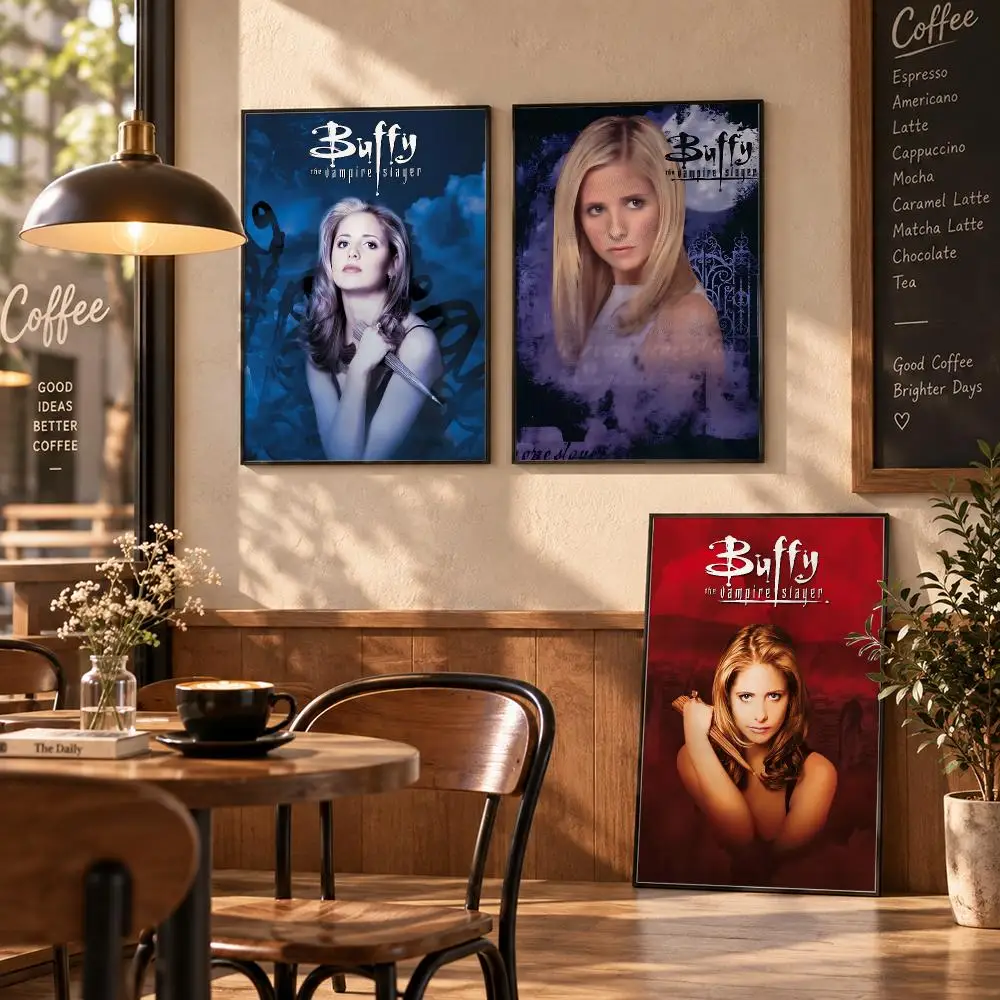 B-Buffy the Vampire Slayer Poster Stickers Painting Mural HD Wall Decals for Bedroom Living Room Home Self-Adhesive Decor Gift