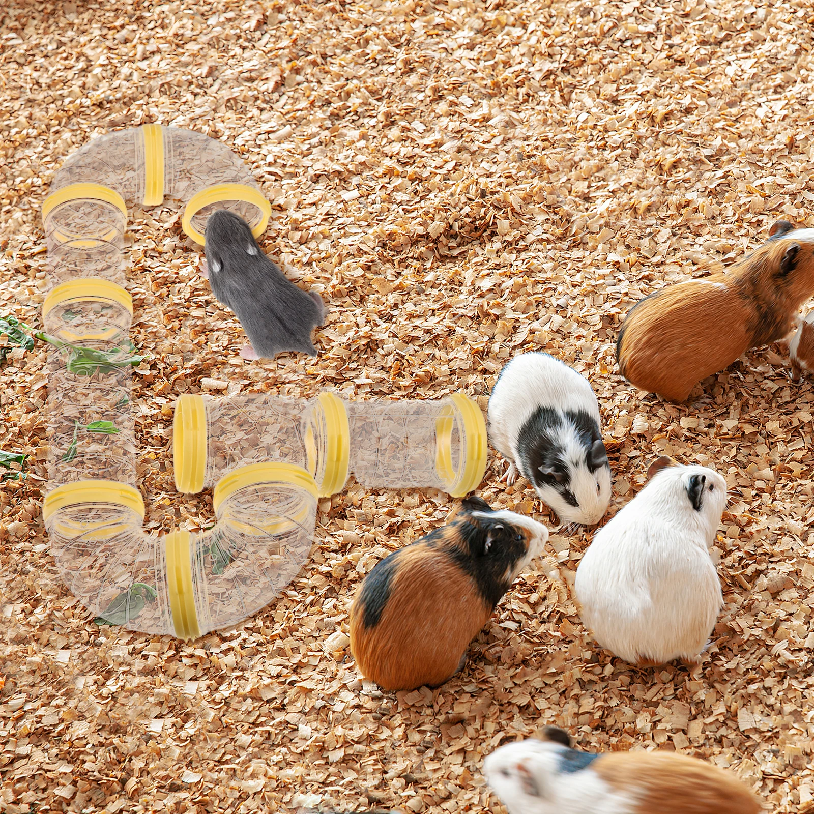 

2Sets Modular Transparent Hamster Tunnel Tube External Cage Pipes for Small Pets Ferrets Rats Guinea Pigs Play Exploration