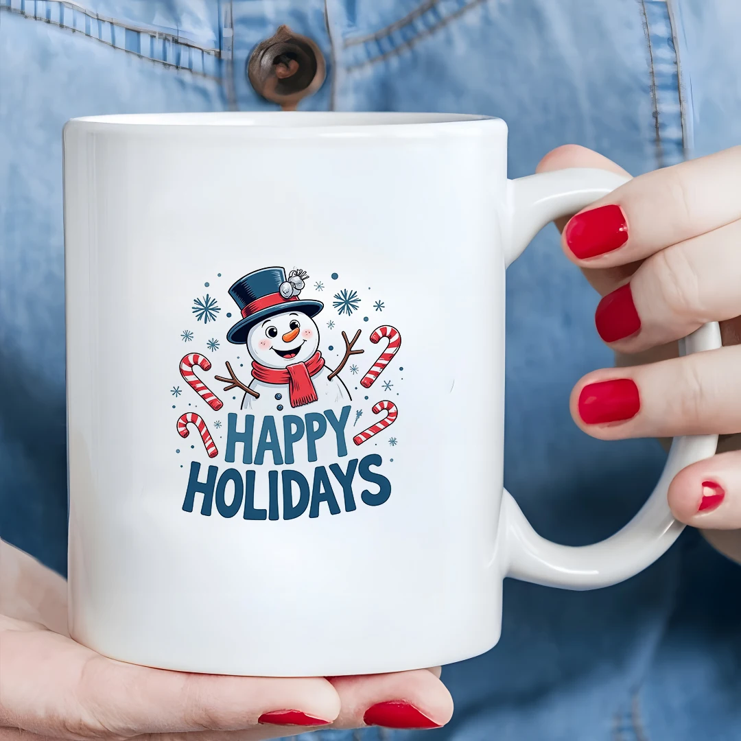 

11oz Snowman Christmas Themed Kids Cup for Cold & Hot Drinks Perfect Christmas Gift for Family & Office