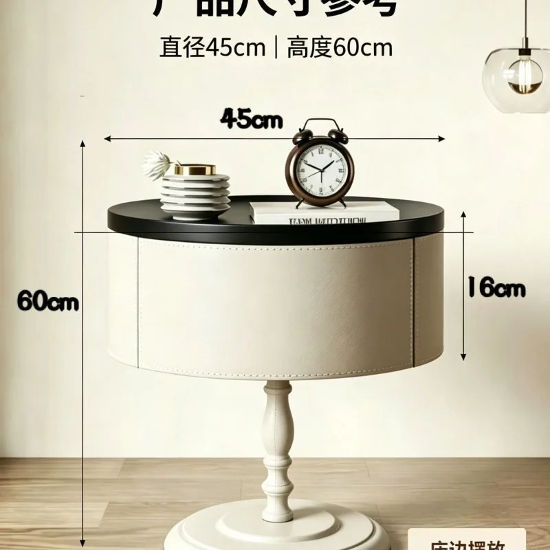 bedside table, new American suspension round narrow side table, creative solid wood simple modern home master bedroom flat
