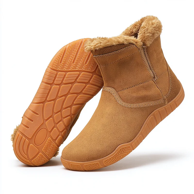 Unisex Winter Snow Boots Men Women Warm Fleece Lined Ankle Boots Wide Toe  Non-slip Rubber Sole Outdoor Winter Shoes