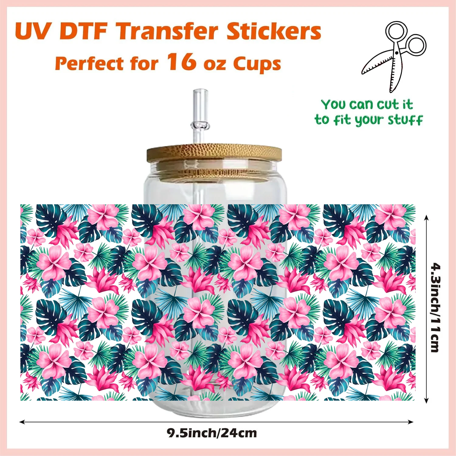 Gorgeous Clusters of Flowers Themed UV DTF 3D Transfer Sticker Flower Thicket Cup Wraps Sticker For 16oz Libbey DIY Gift Decals