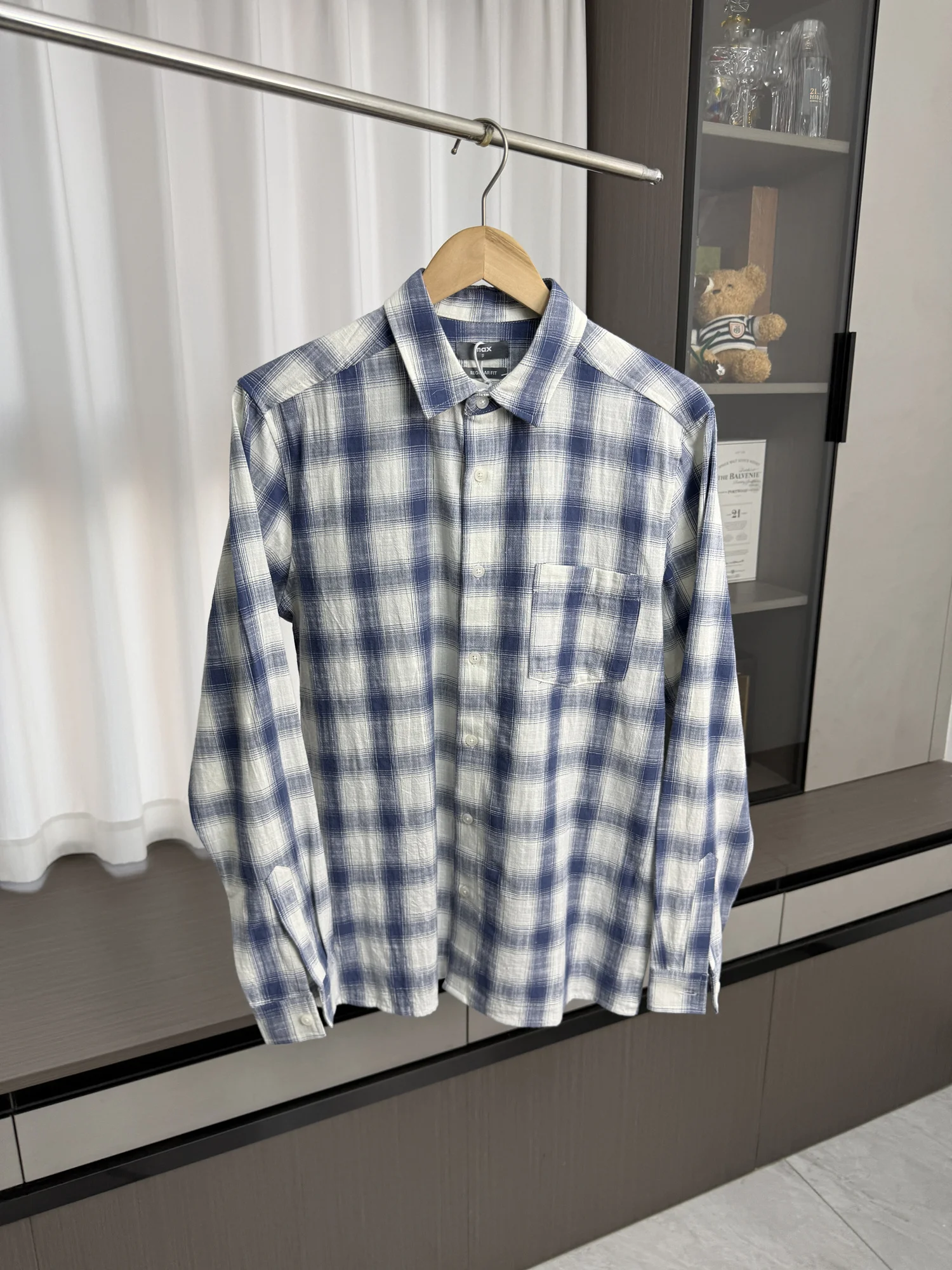 

Men's Pure Cotton Linen-Like Commuter Shirt Spring Summer Plaid Gradient Texture Breathable Casual Style Long Sleeve Button-Up