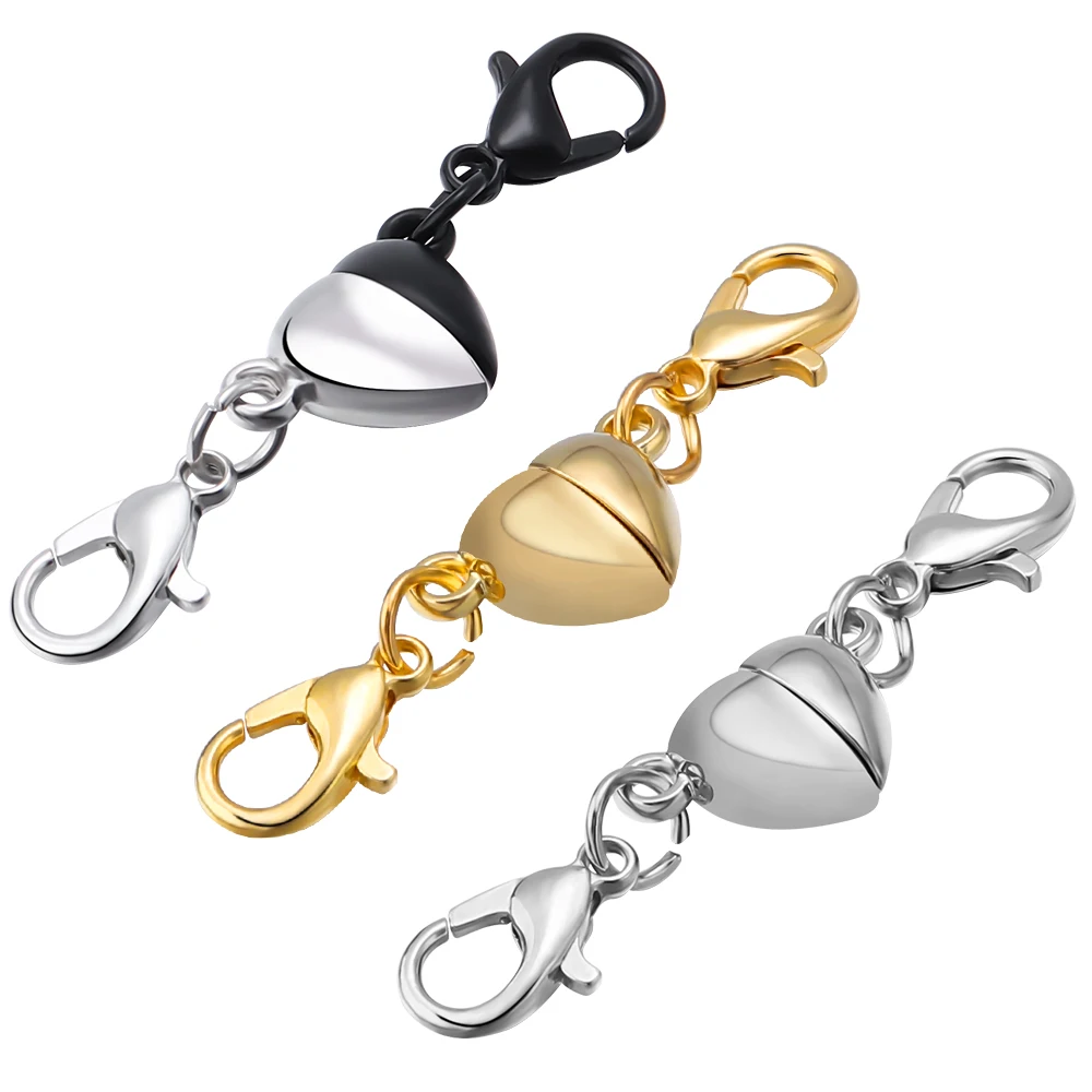 5Sets Legierung Herzförmige Magnetische Verschlüsse Doppel Karabiner End Verschluss Anschlüsse Für DIY Schmuck Machen Armbänder Zubehör