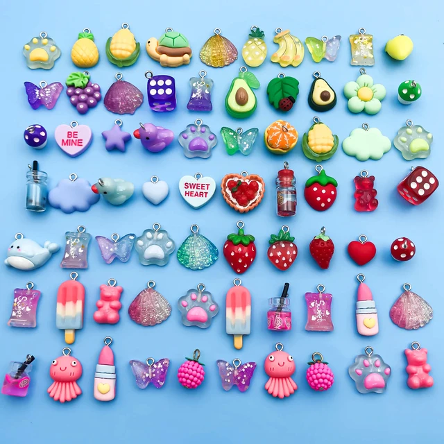 Losowo mieszane 10 sztuk/paczka 3D żywica śliczne Charms 9 kolorów jednokolorowe seria wisiorki dla DIY naszyjniki kolczyki bransoletki Making