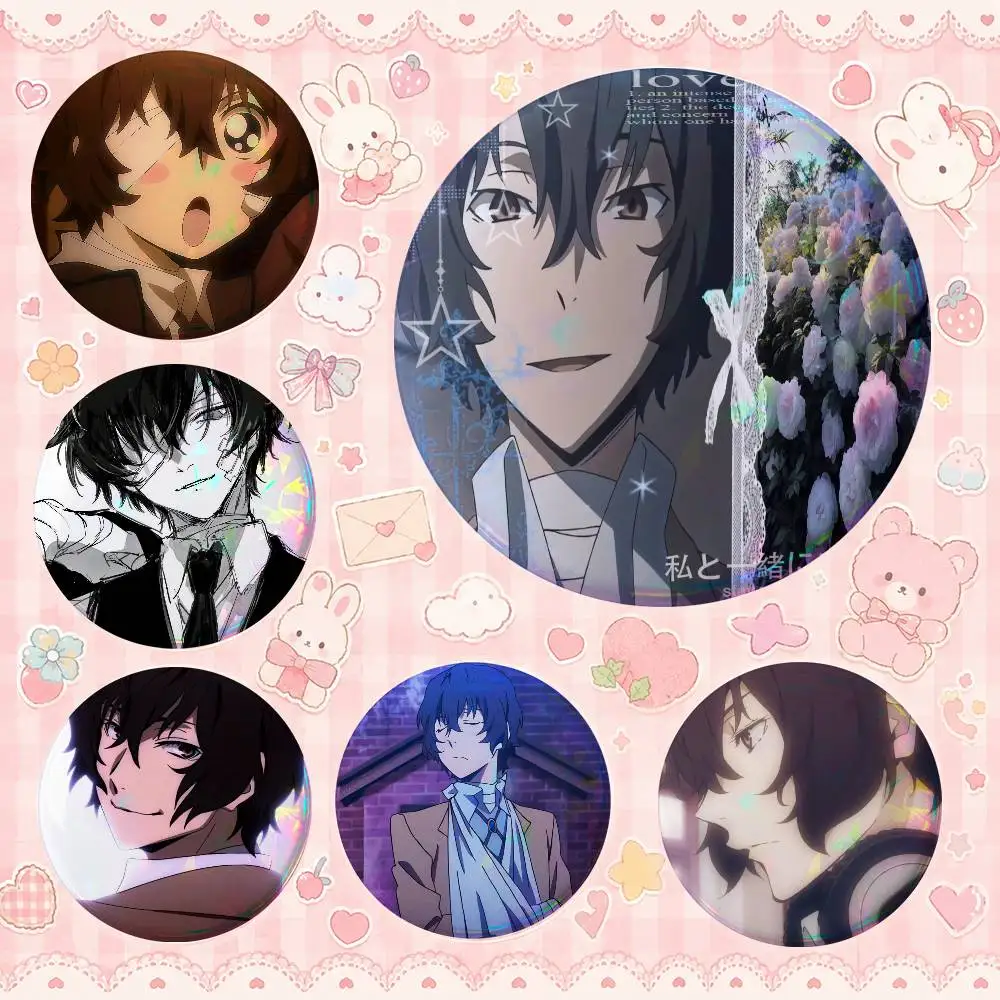 D-s-azai Os-samu Cute Cool Round Pin Badge Set For Anime Game Music Cartoon Fans Backpack Denim Jacket Hat Decoration