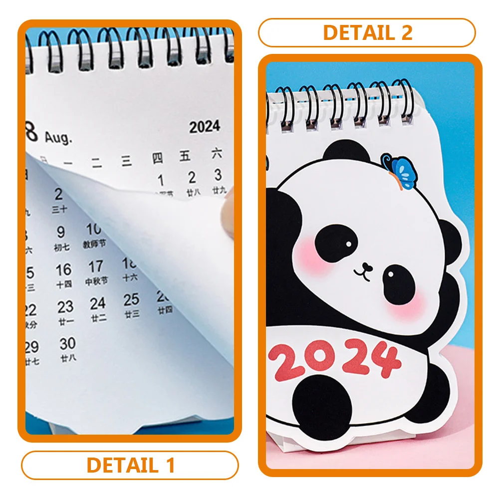 

4pcs Cartoon Panda Desktop Paper Standing For Office Home Mini Month Small Desk Calendar Daily Use Portable Calendar