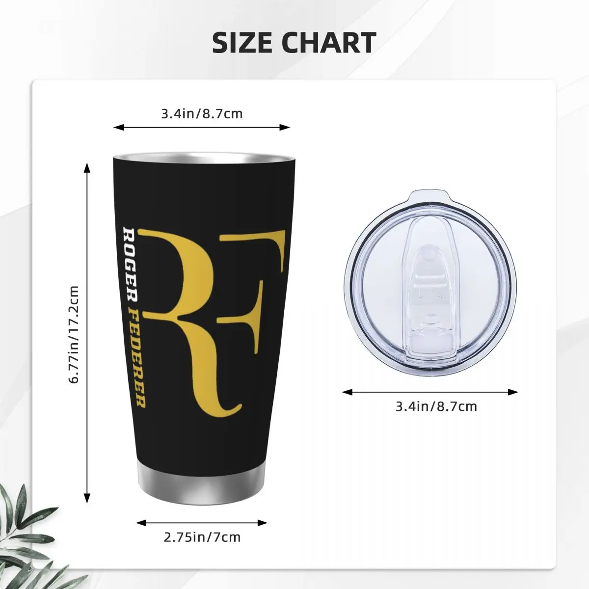 Roger Federer Stainless Steel Tumbler Vacuum Insulated Mugs Thermal Cold Bottle Straws With Lid 20oz
