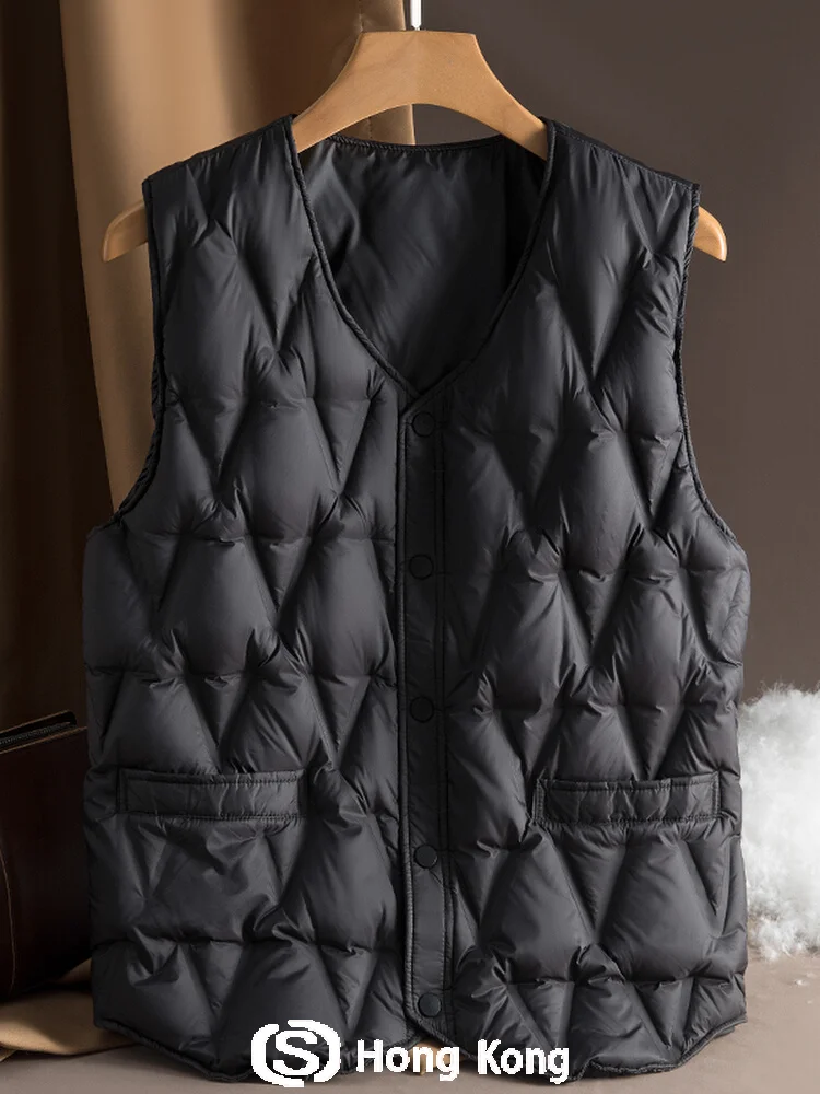 

High-End Men's down Jaet Vest Inner 2025 Winter New Large Size Outerwear Warm Vest Faionable Urban Sle V-Ne