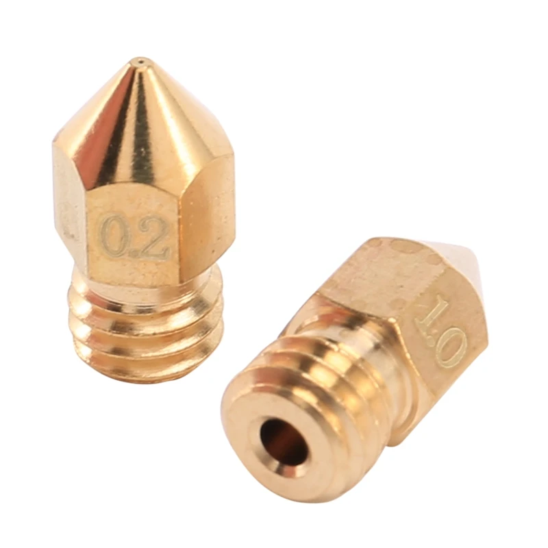 18 Pcs 3D Printer Nozzles M6 Extruder Brass Nozzle Print Head (2X0.2Mm+2X0.3Mm+6X0.4Mm+2X0.5Mm+2X0.6Mm+2X0.8Mm+2X1.0Mm) For MK8