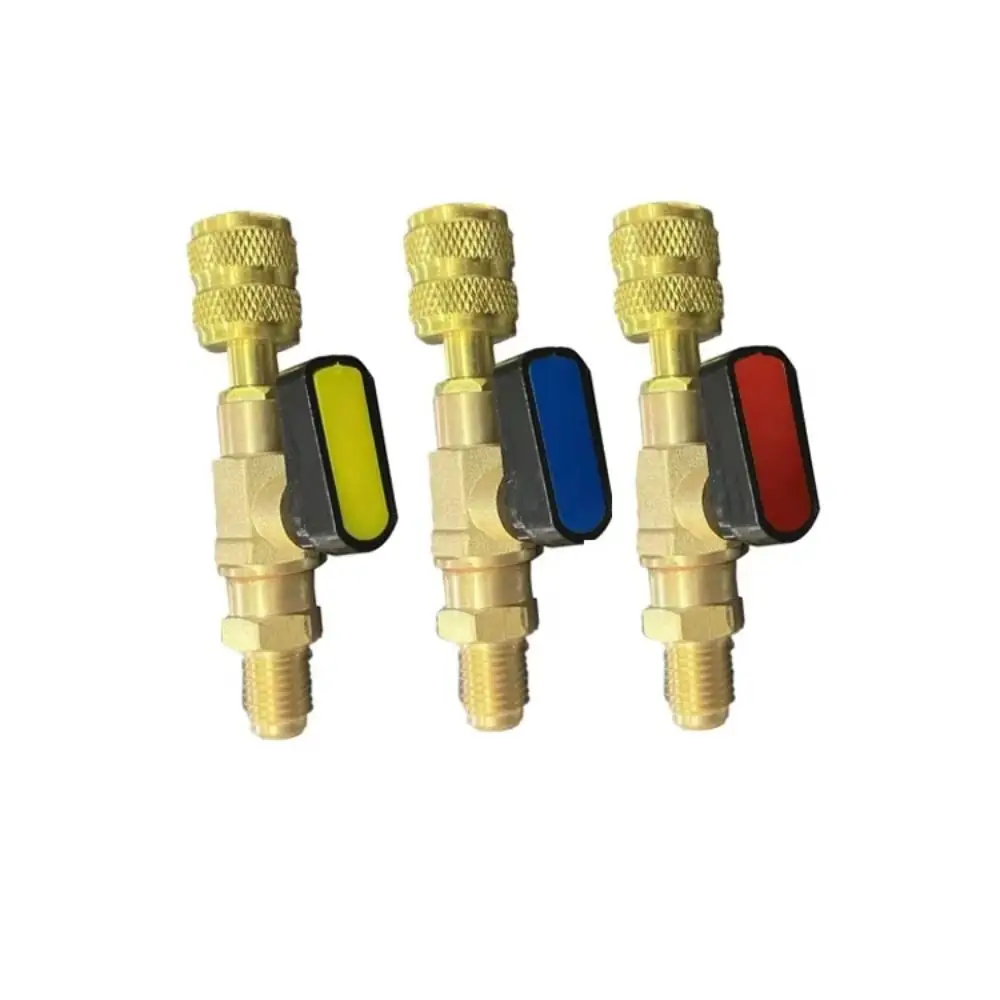 1Pcs Brass Refrigerant Ball Valve Adapter 1/4