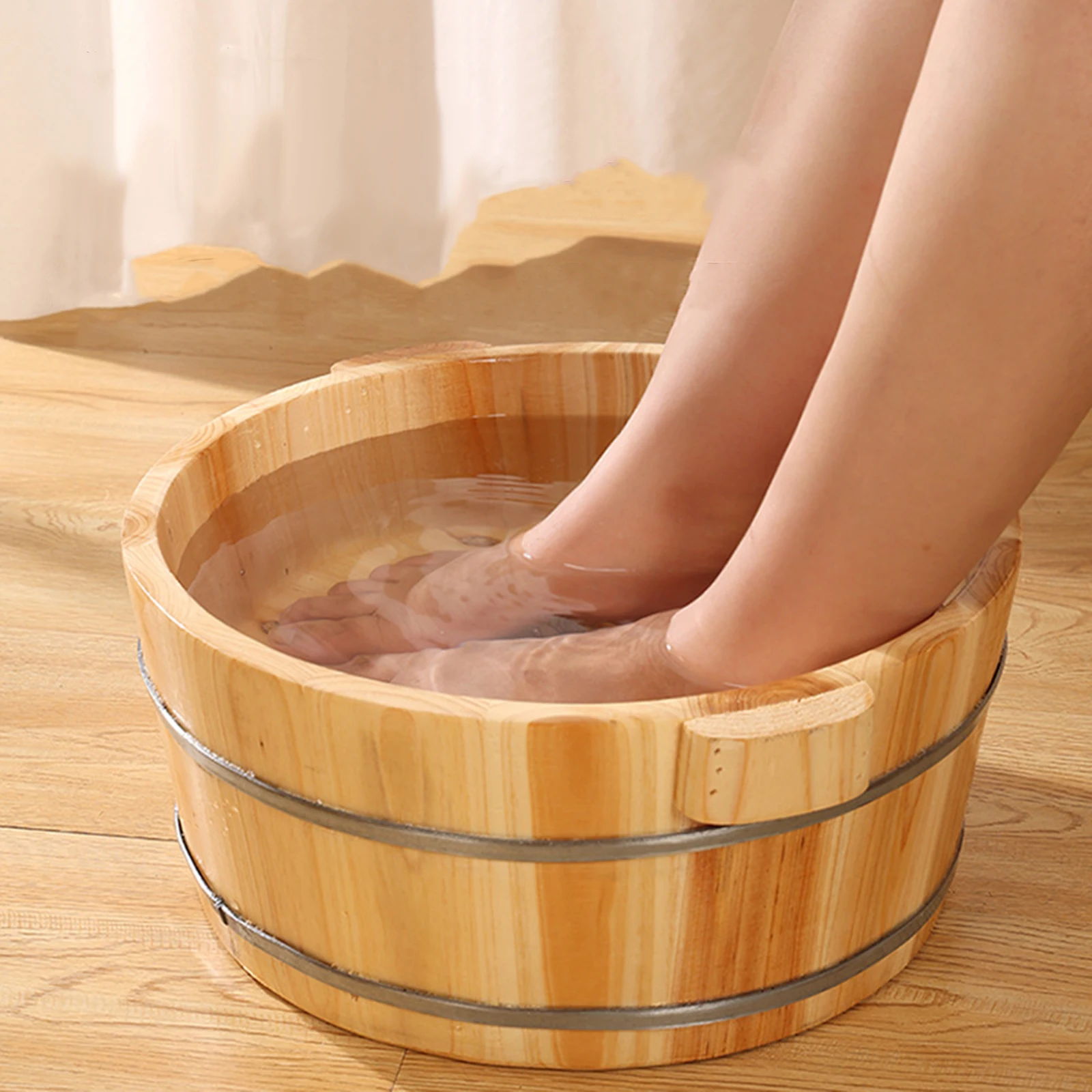 1 Pcs Wooden Footbath Basin Tub Foot Soaking Bath Basin Foot Bucket Sooth Surface Leisure Comfortable for Home Bathroom Supplies