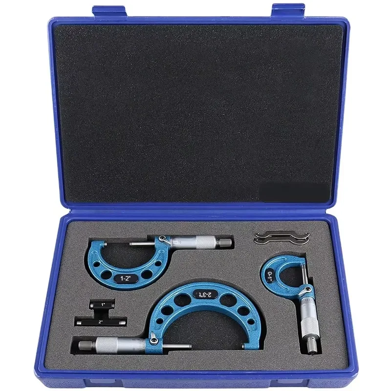 High Accuracy Outside Diameter Wrench Measurement Tool 0-75mm/0-3 Inch 3Pcs Outside Micrometer Set