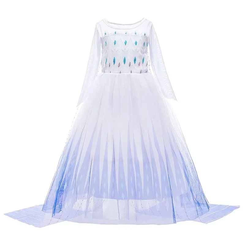 2026 Girls Snow Queen 2 rhinestones dress Kids Carnival new Elza white costume children birthday party frocks clothes for  3E3R4 view 6