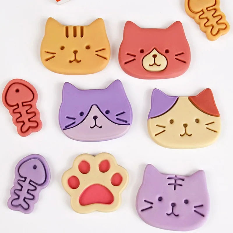 Cartoon Cat Cookie Cutter Animal Fondant Sugar Crafts Biscuit Mold Pet Cat Kitten Fishbone Pastry Bakery Accessories Baking Tool