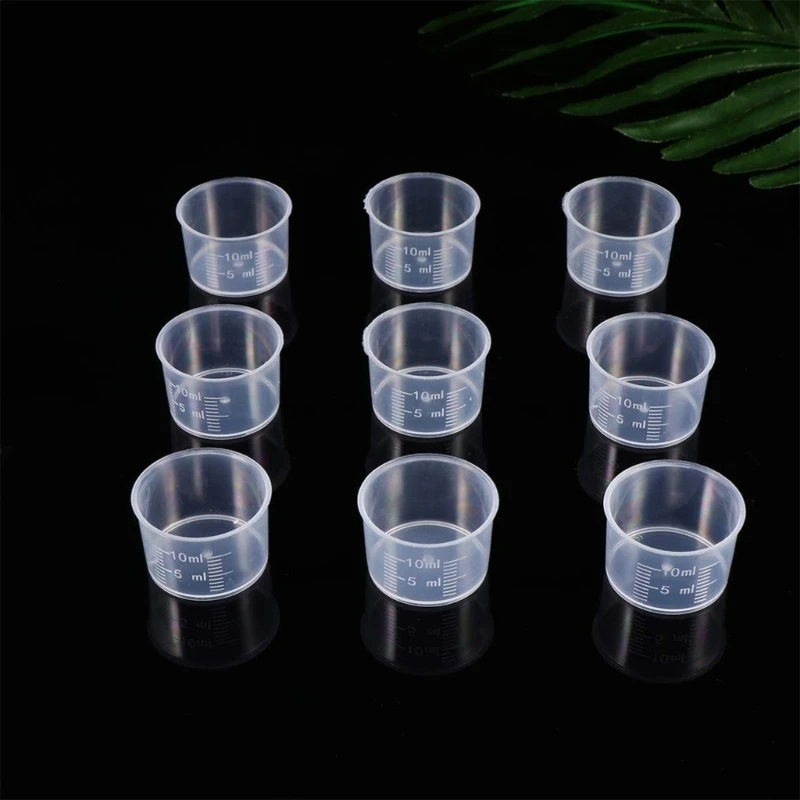  50Pcs Laboratory Graduated Beakers Clear Plastic Measuring Cup Liquid Measurement Tool for Liquid Resin Paint Cooking