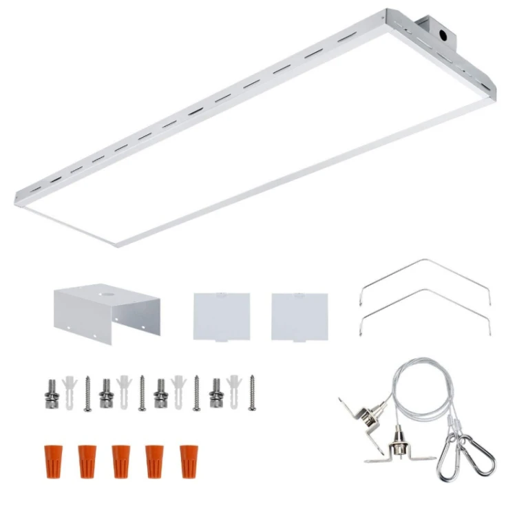 4FT Linear LED High Bay  Fixture 1-10V Dimmable Motion Sensor Optional Indoor Commercial  Hanging Lamp